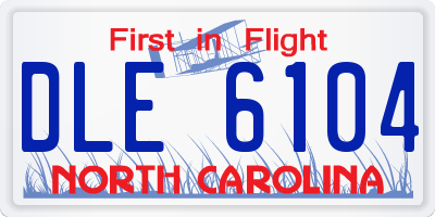 NC license plate DLE6104