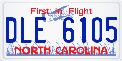 NC license plate DLE6105