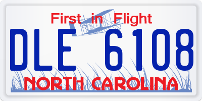 NC license plate DLE6108