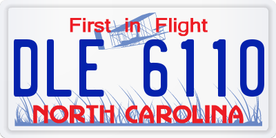 NC license plate DLE6110