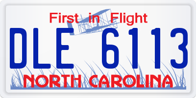NC license plate DLE6113
