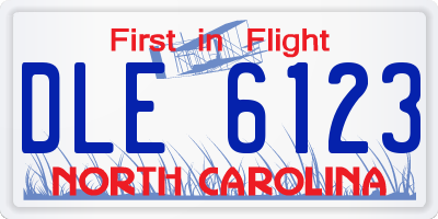 NC license plate DLE6123