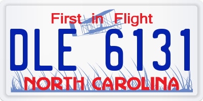 NC license plate DLE6131