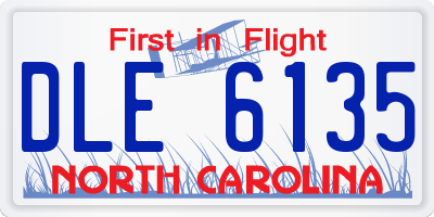 NC license plate DLE6135