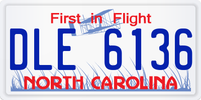 NC license plate DLE6136