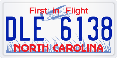 NC license plate DLE6138