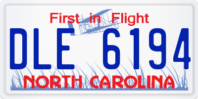 NC license plate DLE6194