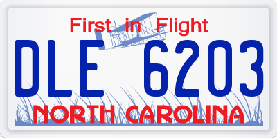 NC license plate DLE6203