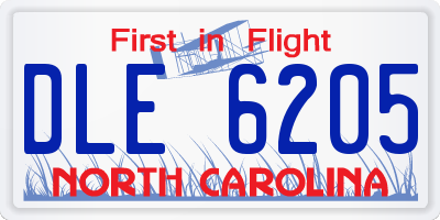 NC license plate DLE6205