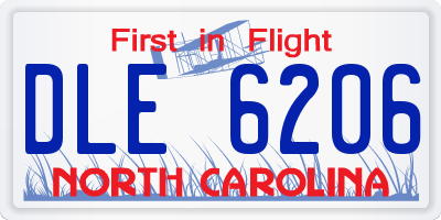 NC license plate DLE6206
