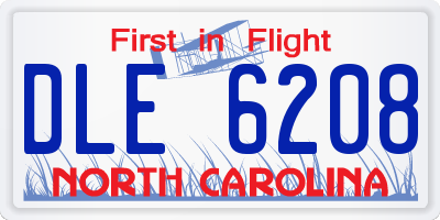 NC license plate DLE6208