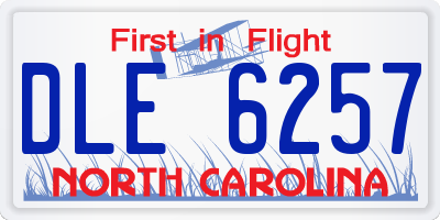 NC license plate DLE6257