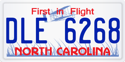 NC license plate DLE6268