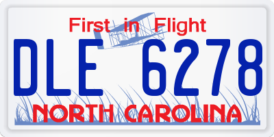 NC license plate DLE6278