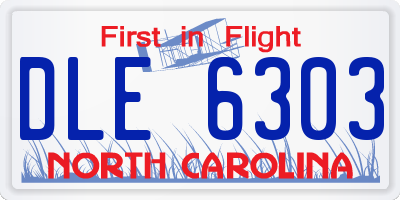 NC license plate DLE6303