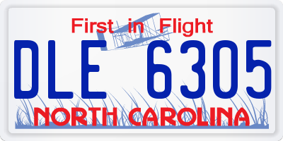 NC license plate DLE6305
