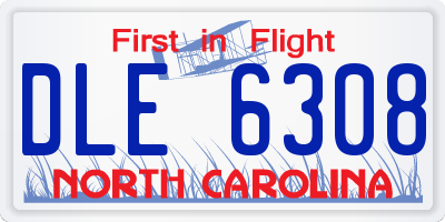 NC license plate DLE6308