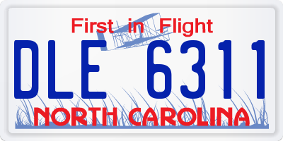 NC license plate DLE6311