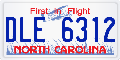 NC license plate DLE6312
