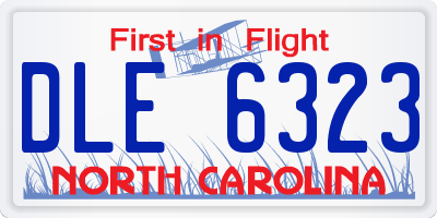 NC license plate DLE6323