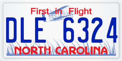 NC license plate DLE6324