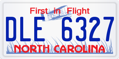NC license plate DLE6327