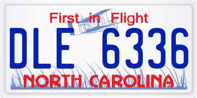 NC license plate DLE6336