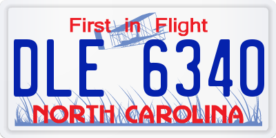 NC license plate DLE6340