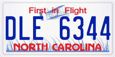 NC license plate DLE6344