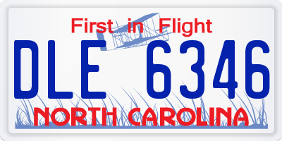 NC license plate DLE6346