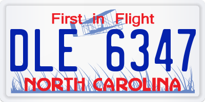 NC license plate DLE6347