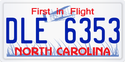 NC license plate DLE6353