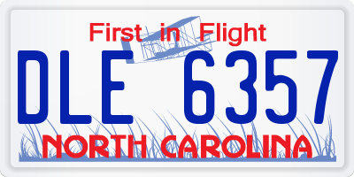 NC license plate DLE6357
