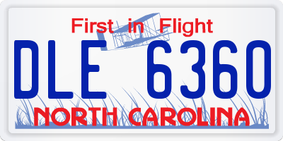NC license plate DLE6360