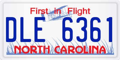 NC license plate DLE6361