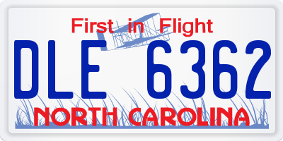 NC license plate DLE6362