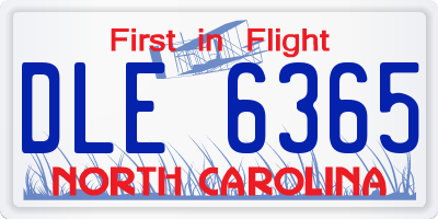 NC license plate DLE6365