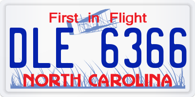 NC license plate DLE6366