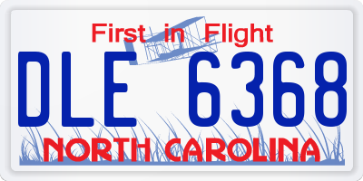 NC license plate DLE6368