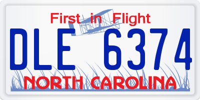 NC license plate DLE6374