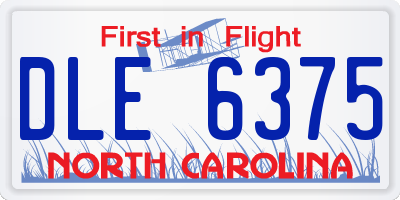 NC license plate DLE6375