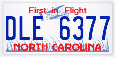NC license plate DLE6377