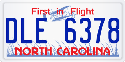 NC license plate DLE6378