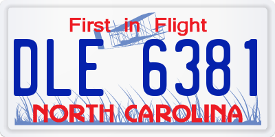 NC license plate DLE6381