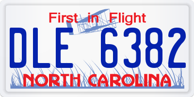 NC license plate DLE6382