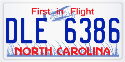 NC license plate DLE6386