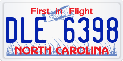 NC license plate DLE6398