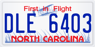 NC license plate DLE6403