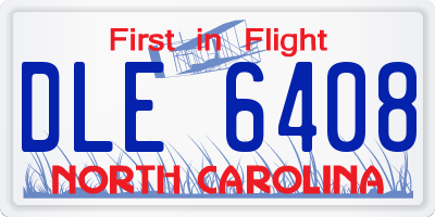 NC license plate DLE6408