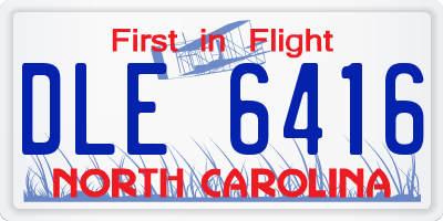 NC license plate DLE6416